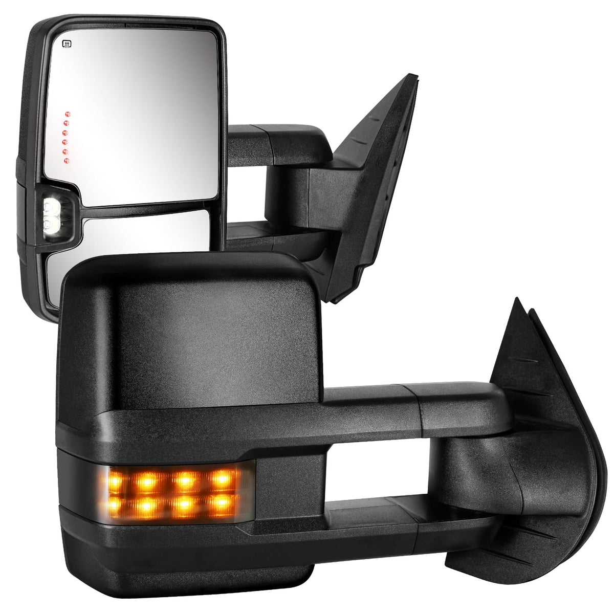 Sanooer towing mirrors extended pair offer wider rear view for safer towing.