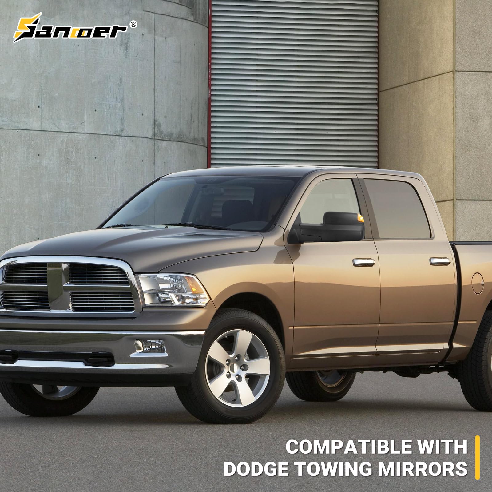 Sanooer towing mirrors flip-up folding for compact storage