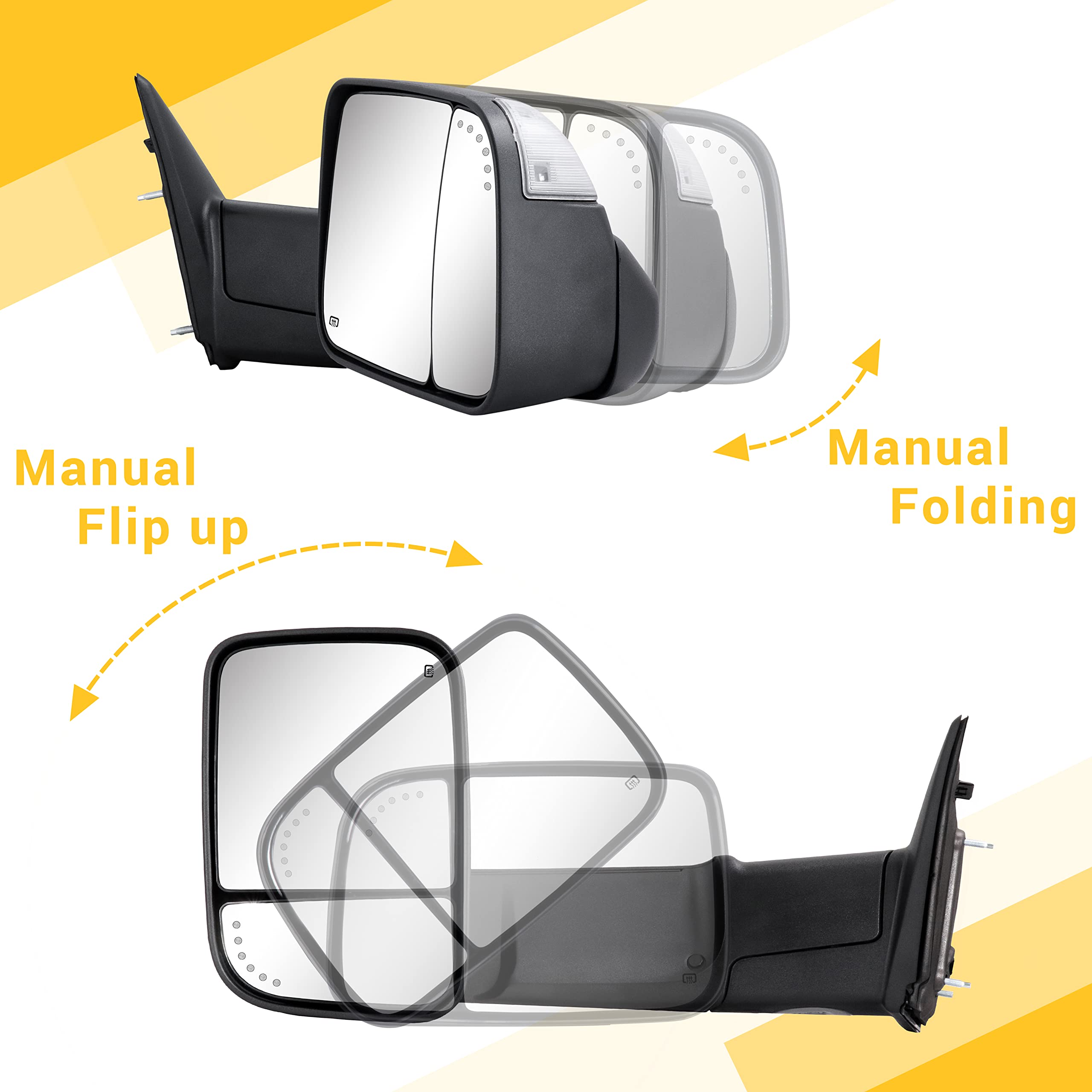 Sanooer towing mirrors LED turn signal for road safety