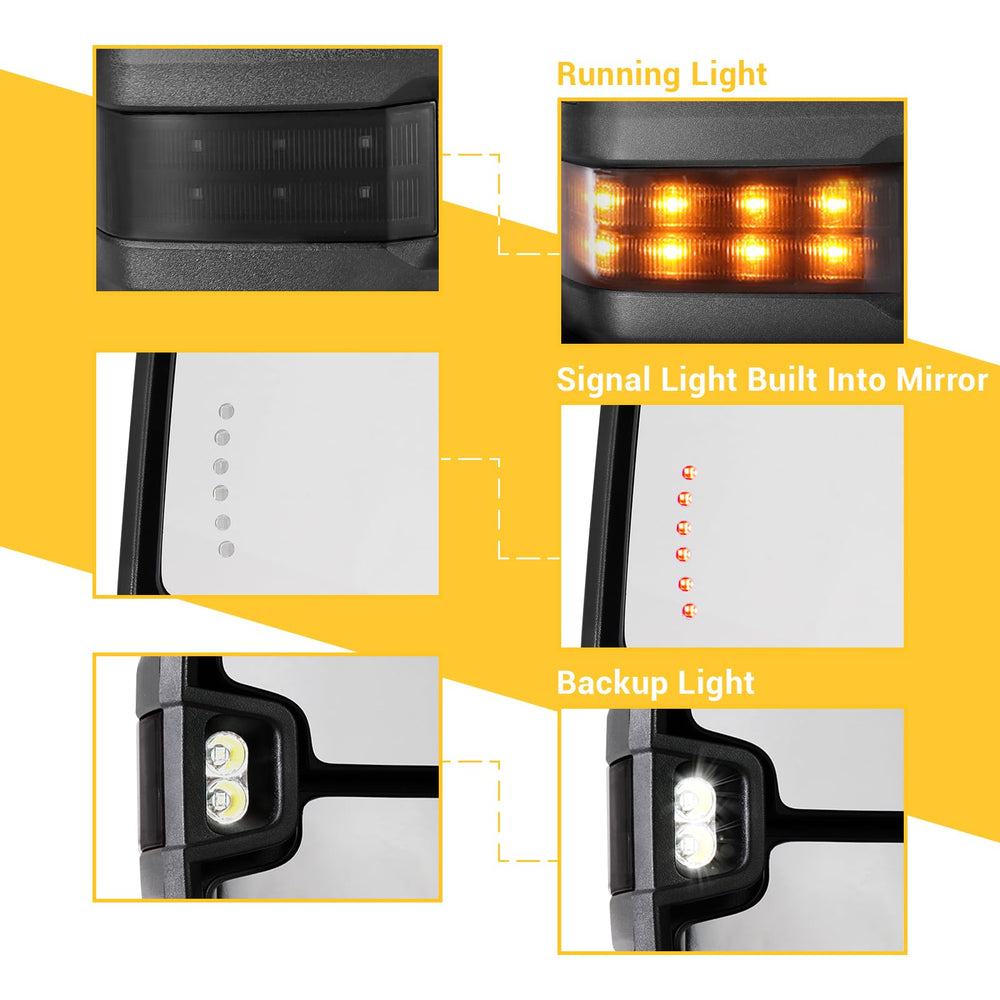 Sanooer towing mirrors manual telescoping and folding adjustment