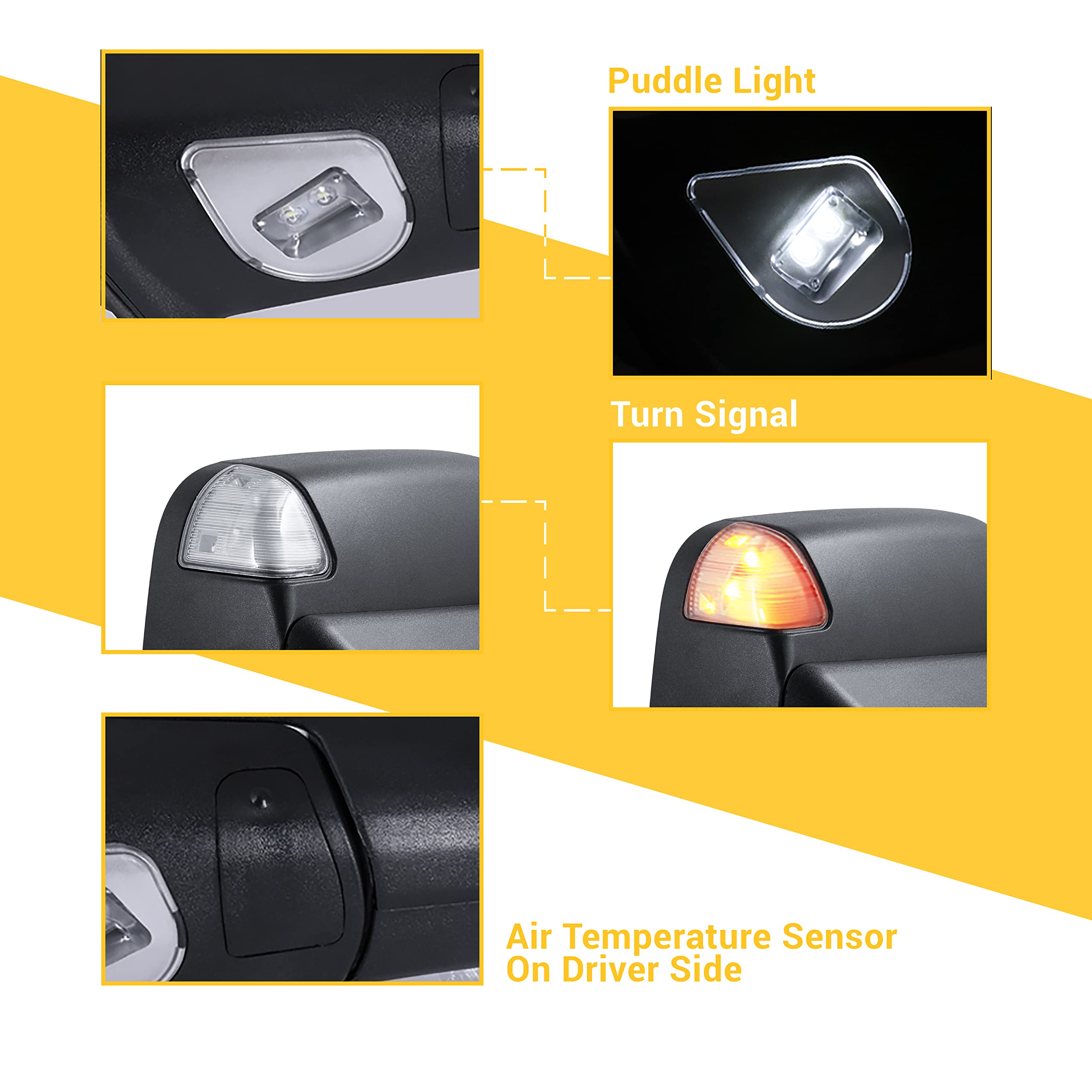 Sanooer towing mirrors power-glass adjustment for easy positioning