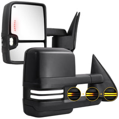 Sanooer towing mirrors with switchback lights, front view for improved visibility and style.