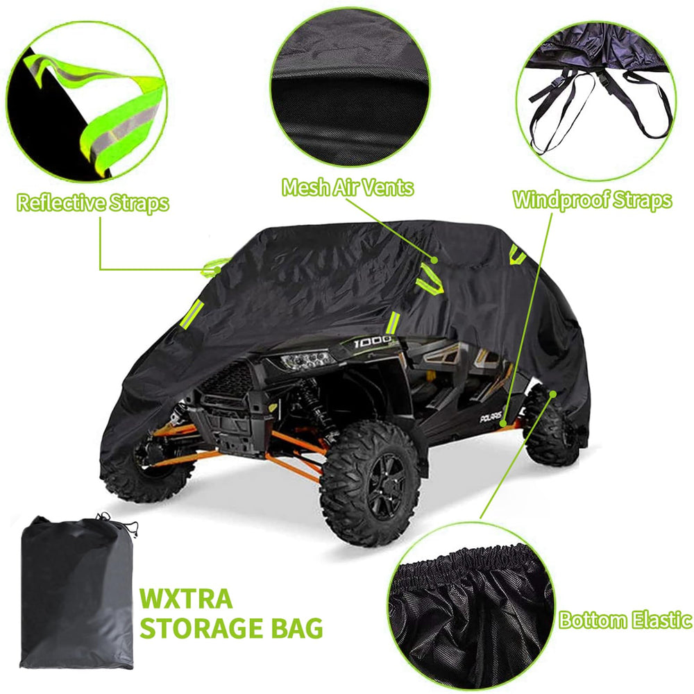 SaolGllS UTV cover shows breathable vents reducing interior moisture buildup.