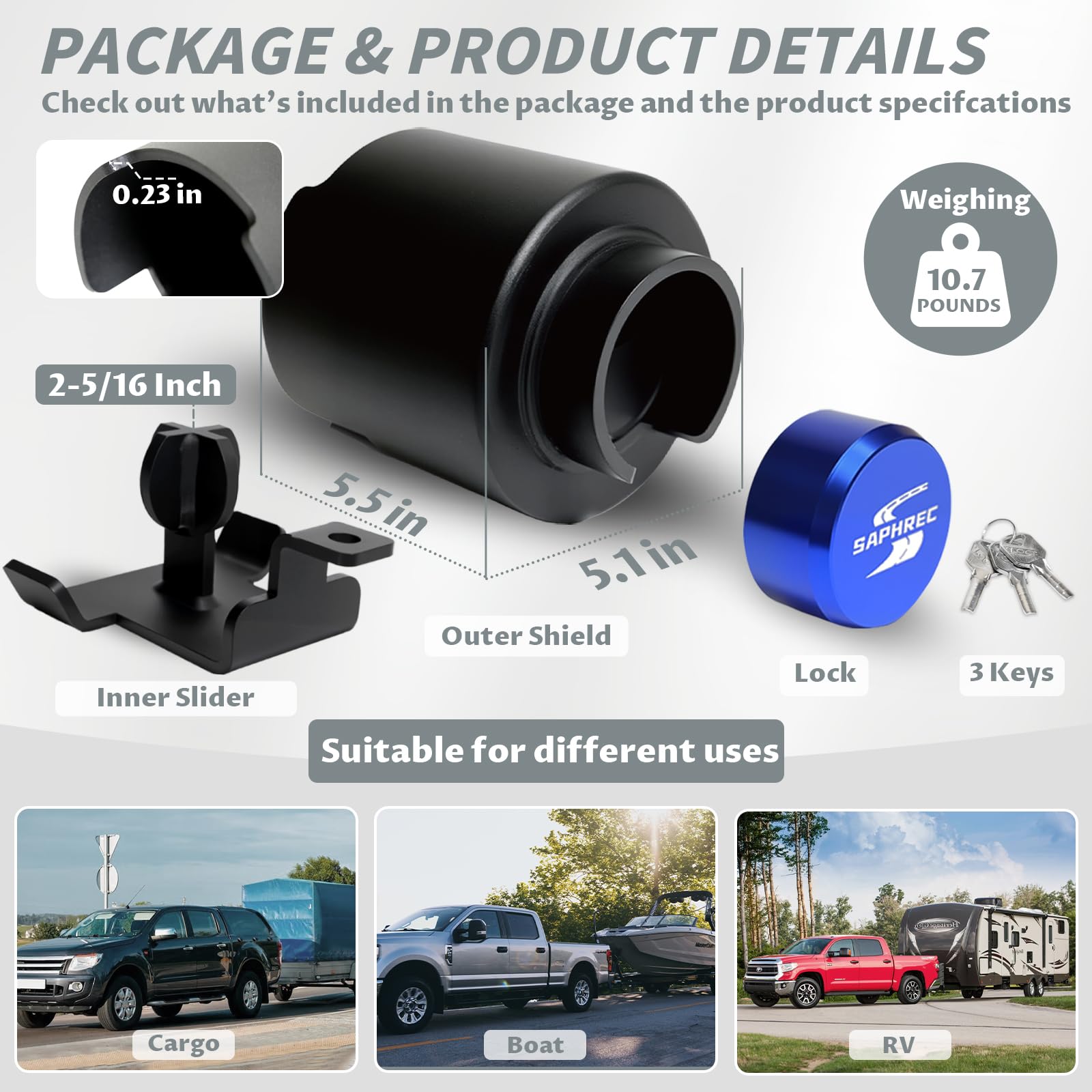 SaphRec powder-coated finish offers rust resistance in all weather