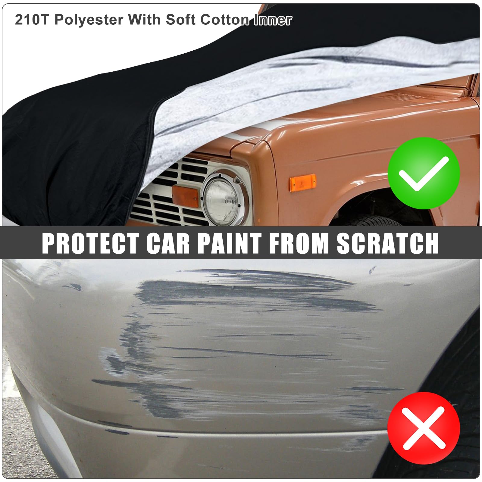 SAPUBK Bronco cover is secured with under-straps for windy days.