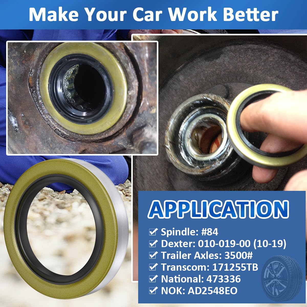 SAQXK dual-lip grease seal close-up with rubber wrap for better sealing.