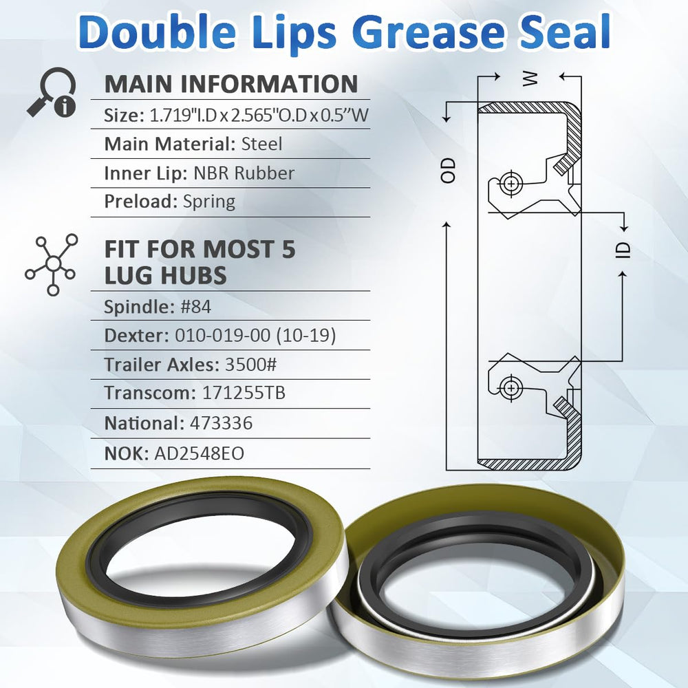 SAQXK trailer hub with seal installed demonstrates proper mounting.