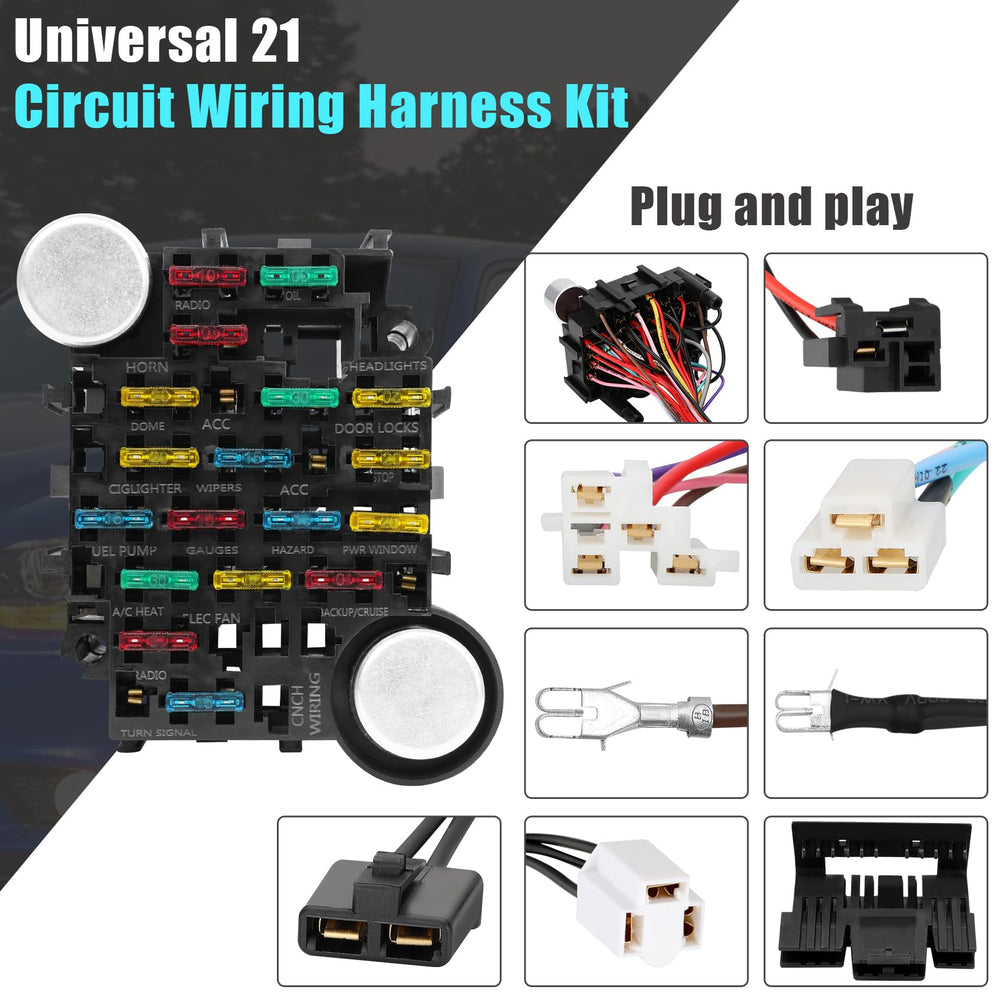 Saree universal harness in use on a hotrod enables straightforward retrofits