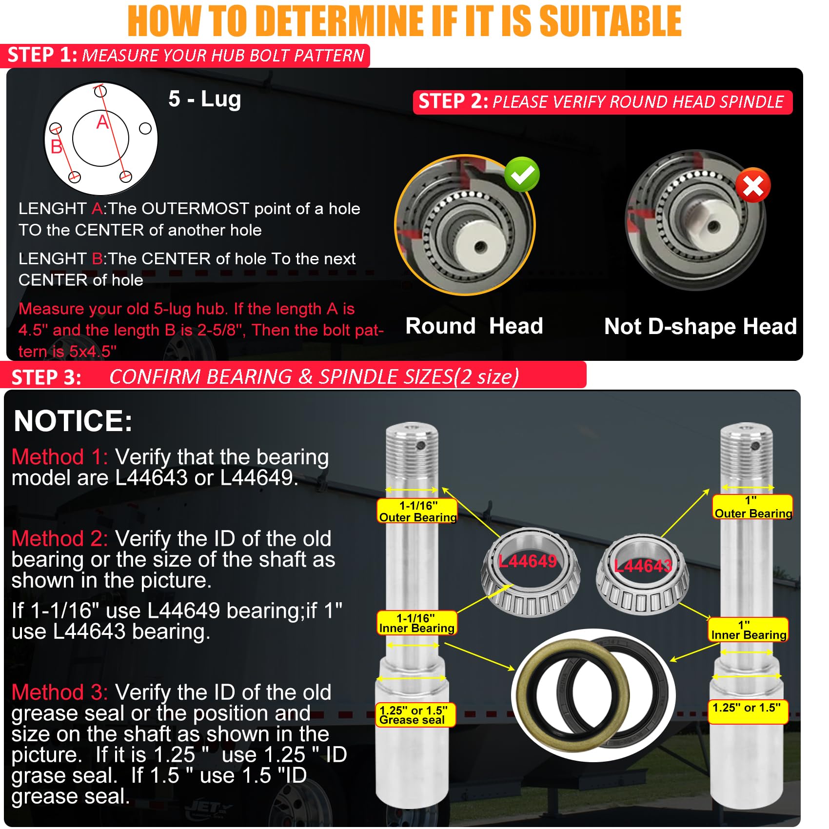 Saree hub kit demonstrates straight spindle compatibility for 1in and 1-1/16in