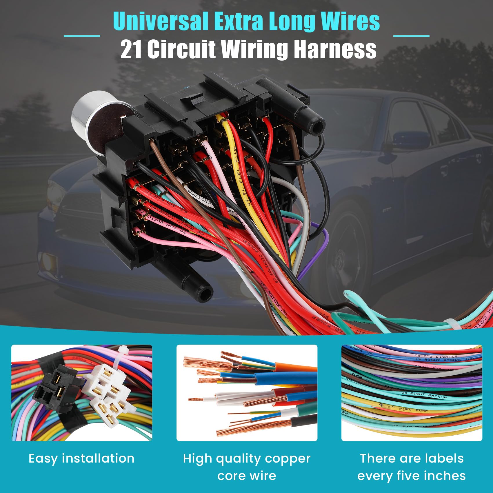 Saree wiring harness keeps engine bay tidy after installation