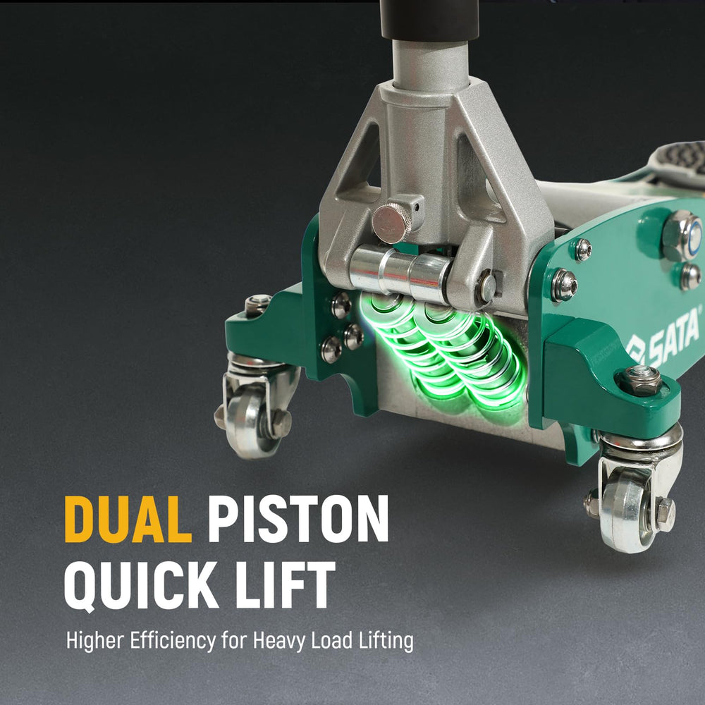 SATA hybrid jack lift-range illustration demonstrating versatility for cars
