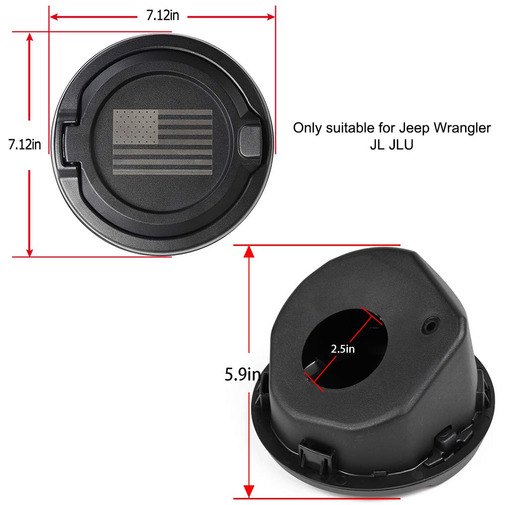 Savadicar USA flag detail on gas cap cover for Jeep Wrangler