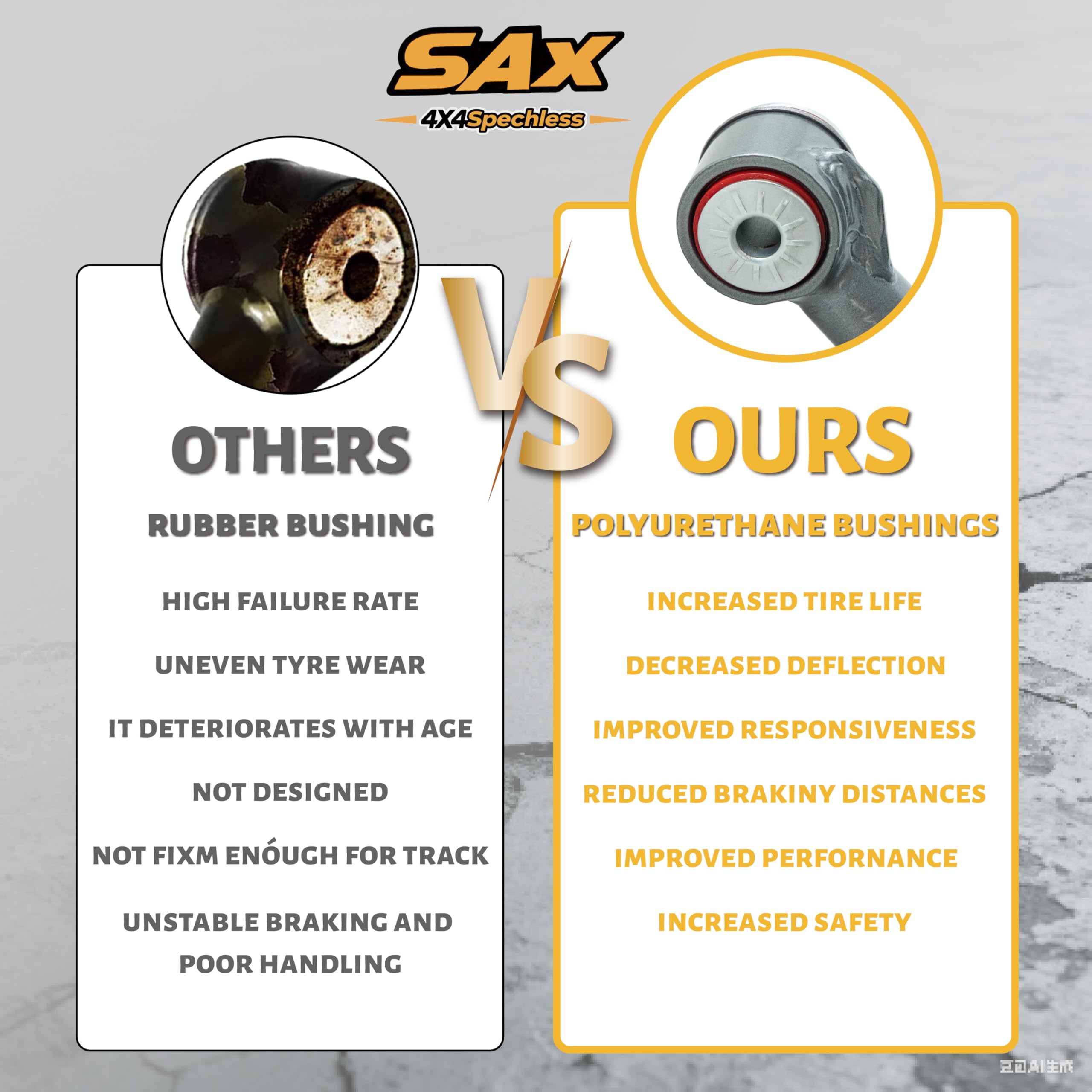 SAX 4X4speechless brand warranty and responsive support for your control arms.