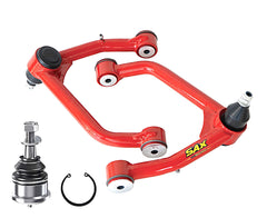 SAX 4X4speechless red tubular lift arm with ball joint for precise steering under lift.