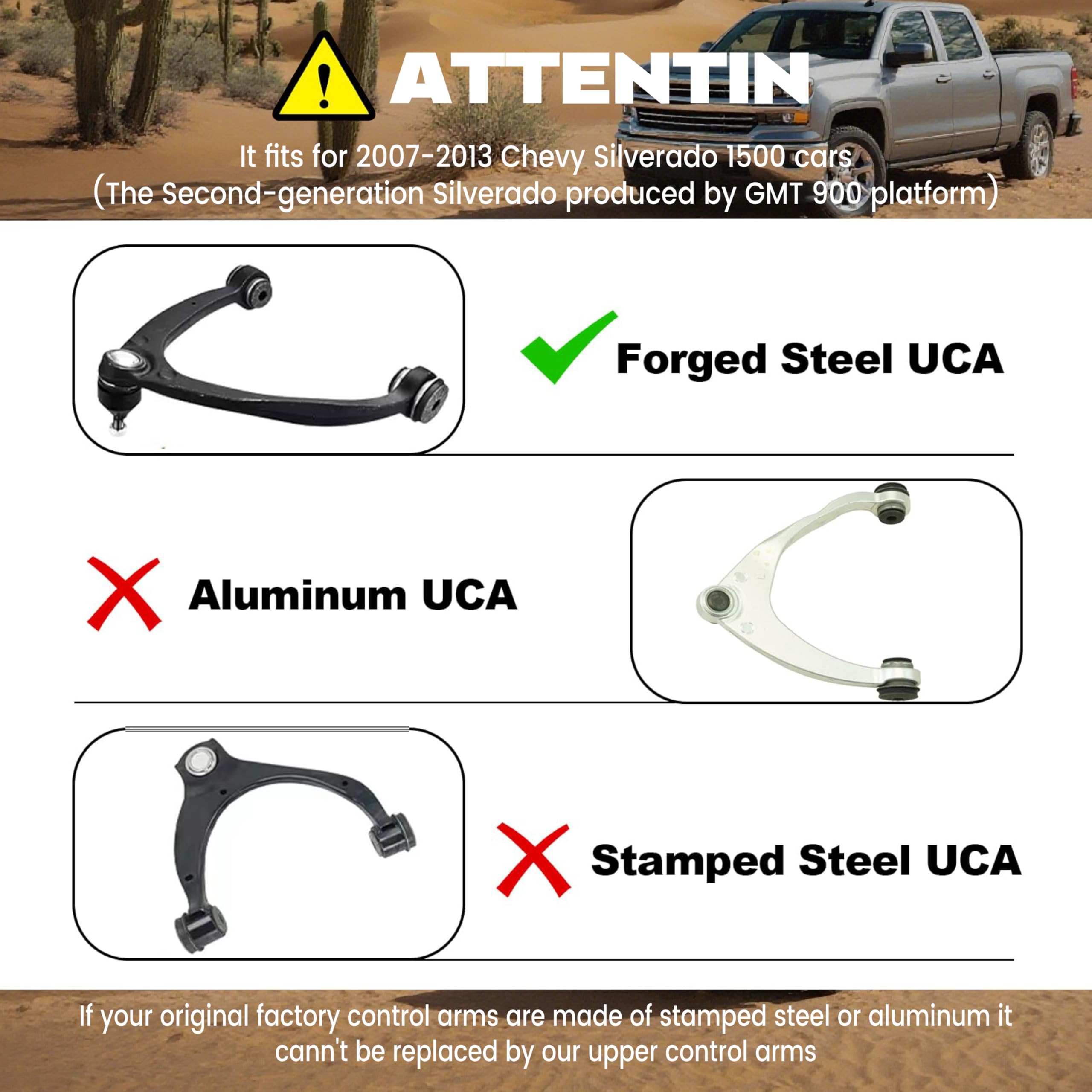 Preassembled ball joint and urethane bushing for longer durability and smoother ride.