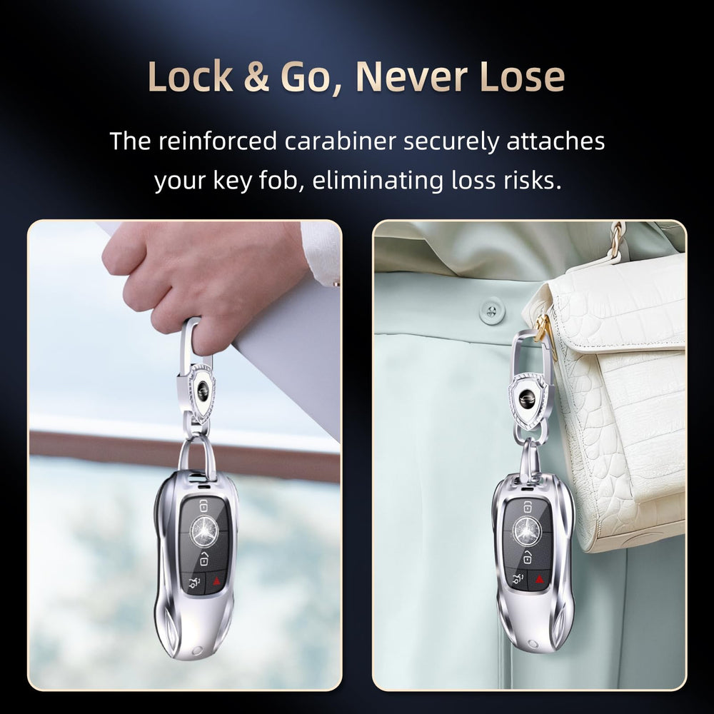 Saxsion Benz key fob cover shield-ring enables premium keychain integration.