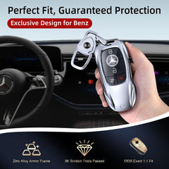 Saxsion Mercedes key case with shield ring for premium keychain integration
