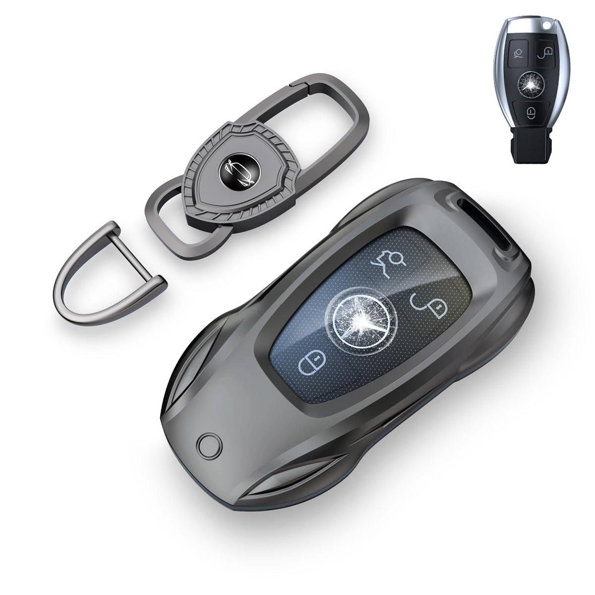Saxsion Mercedes key case shell front view offering durable protection against drops and scratches.