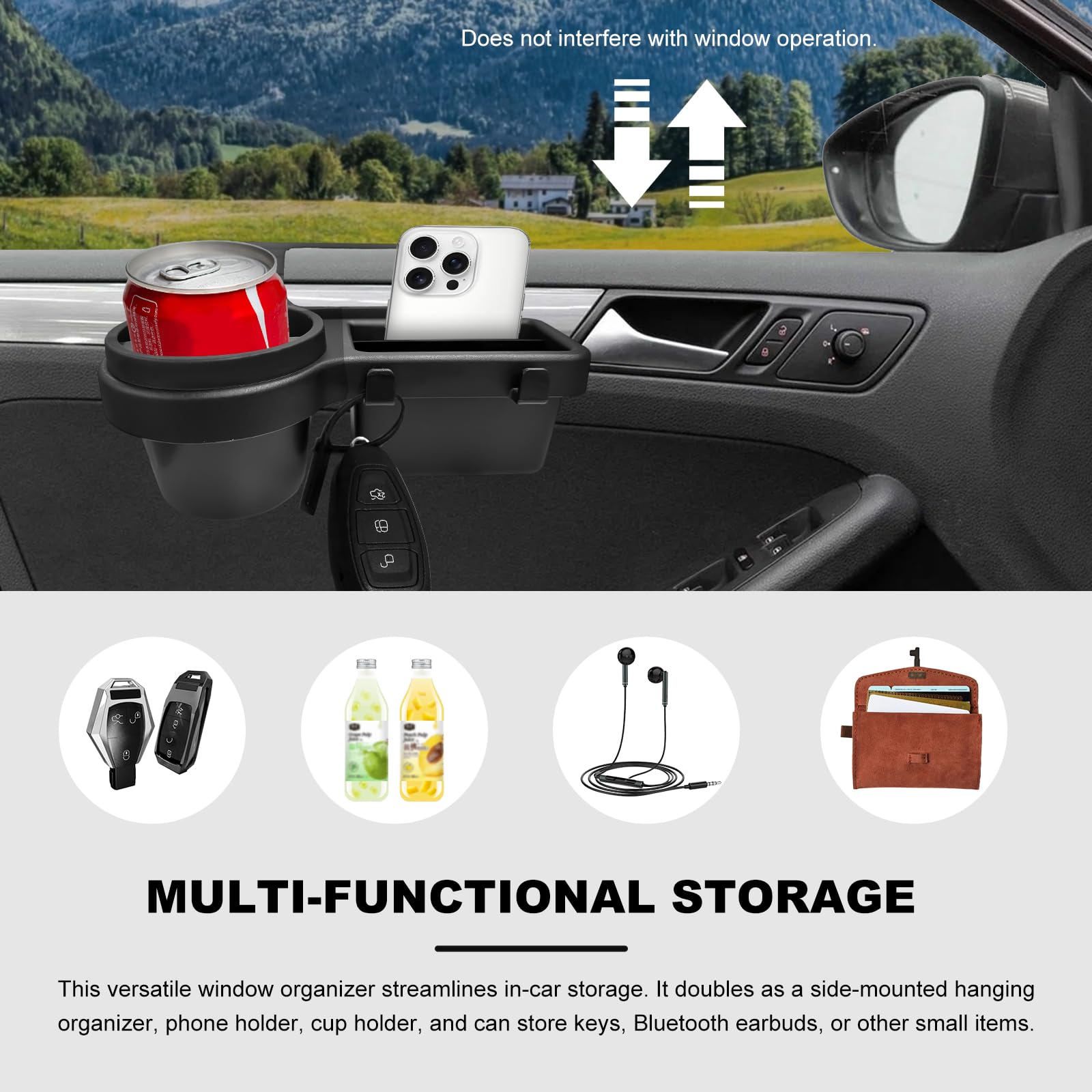 Sbulhia car window organizer charging port hole enabling on-the-go charging