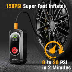 Scatach 6000A tire inflator display showing real-time pressure for tire checks