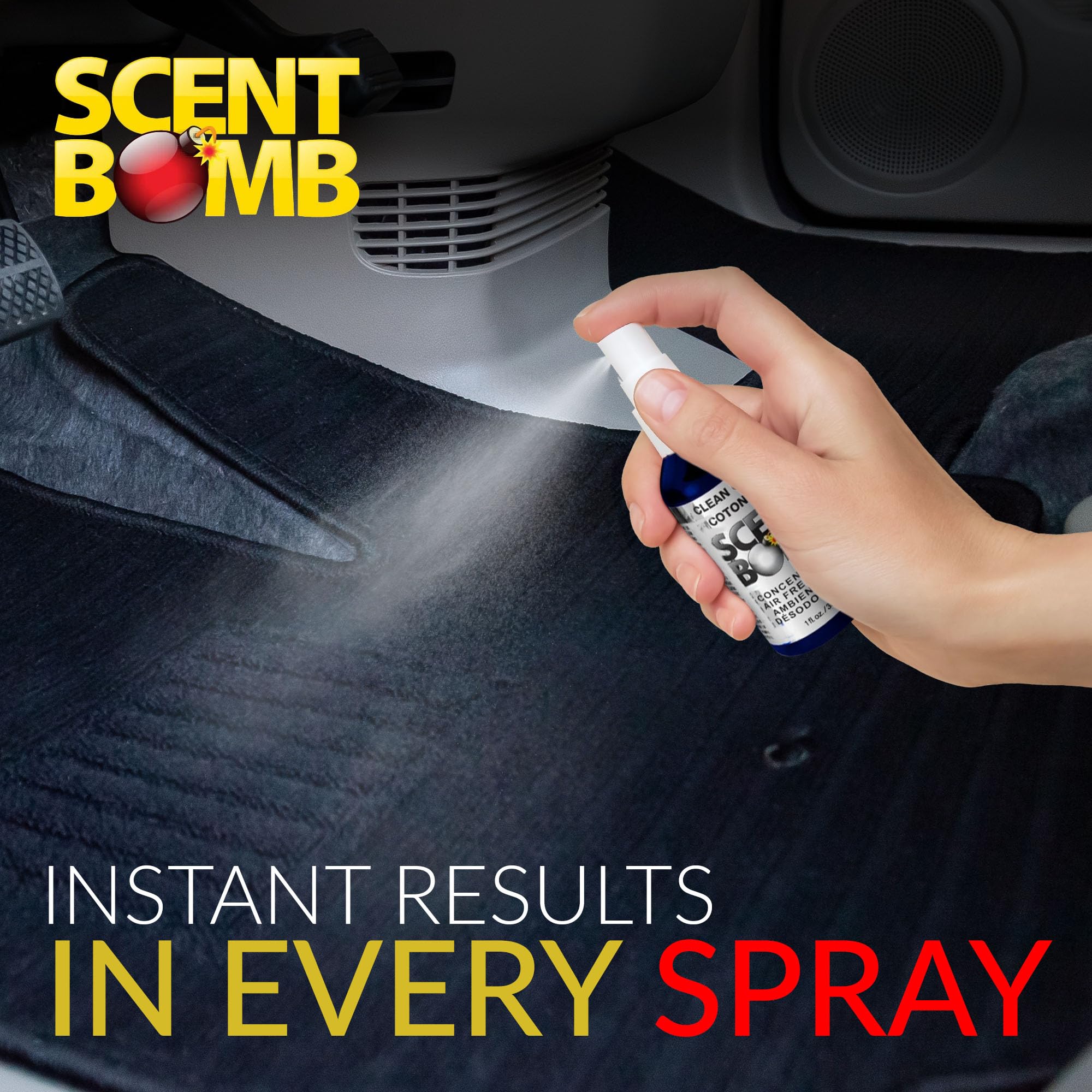 Scent Bomb room spray for kitchens and bathrooms delivers a clean scent