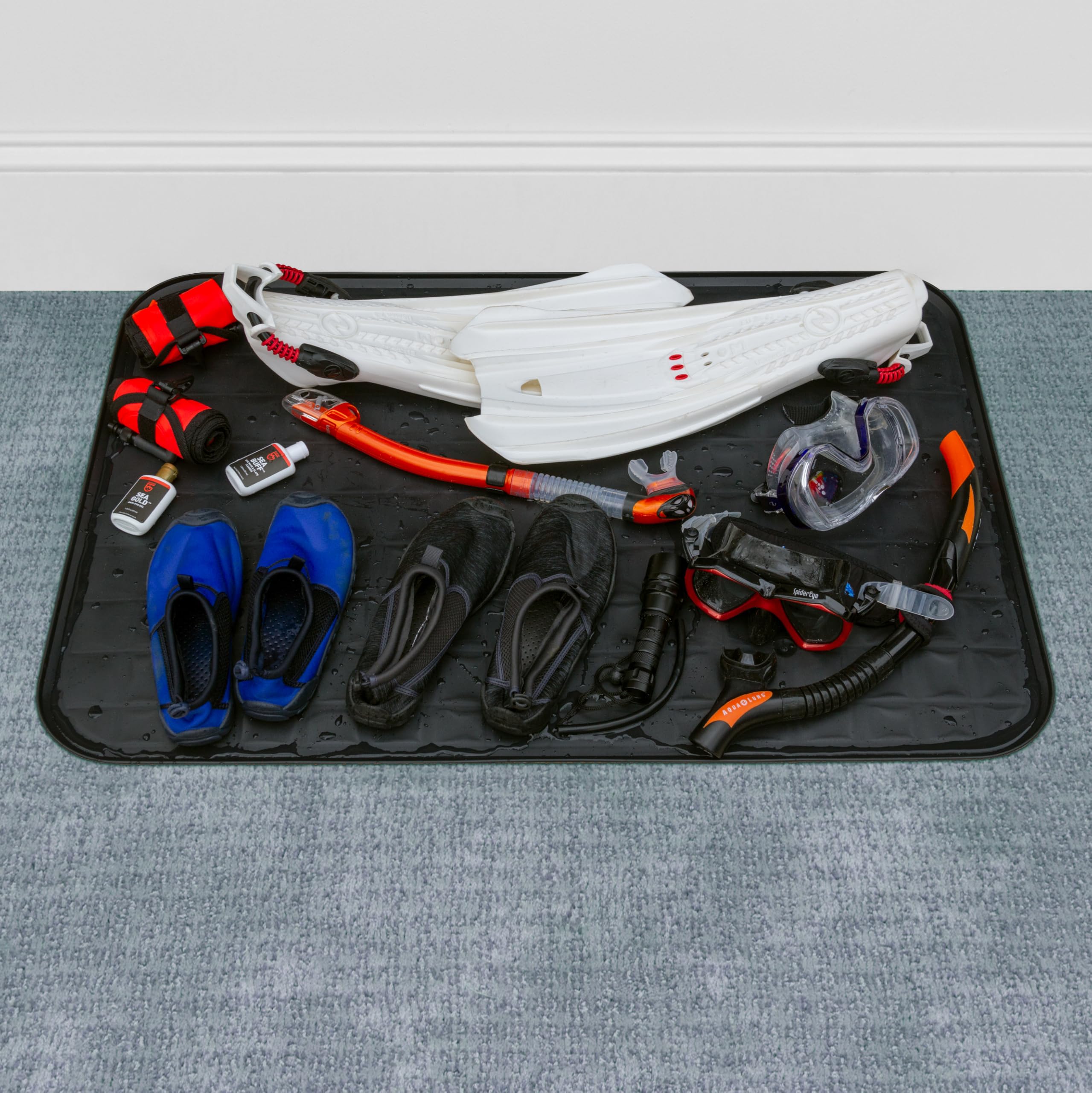 Scepter chemical-resistant tray resists solvents in workshops and sheds.