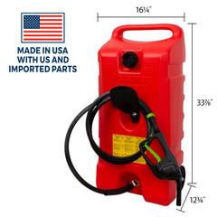 10-foot hose reaches distant equipment for convenient fueling.