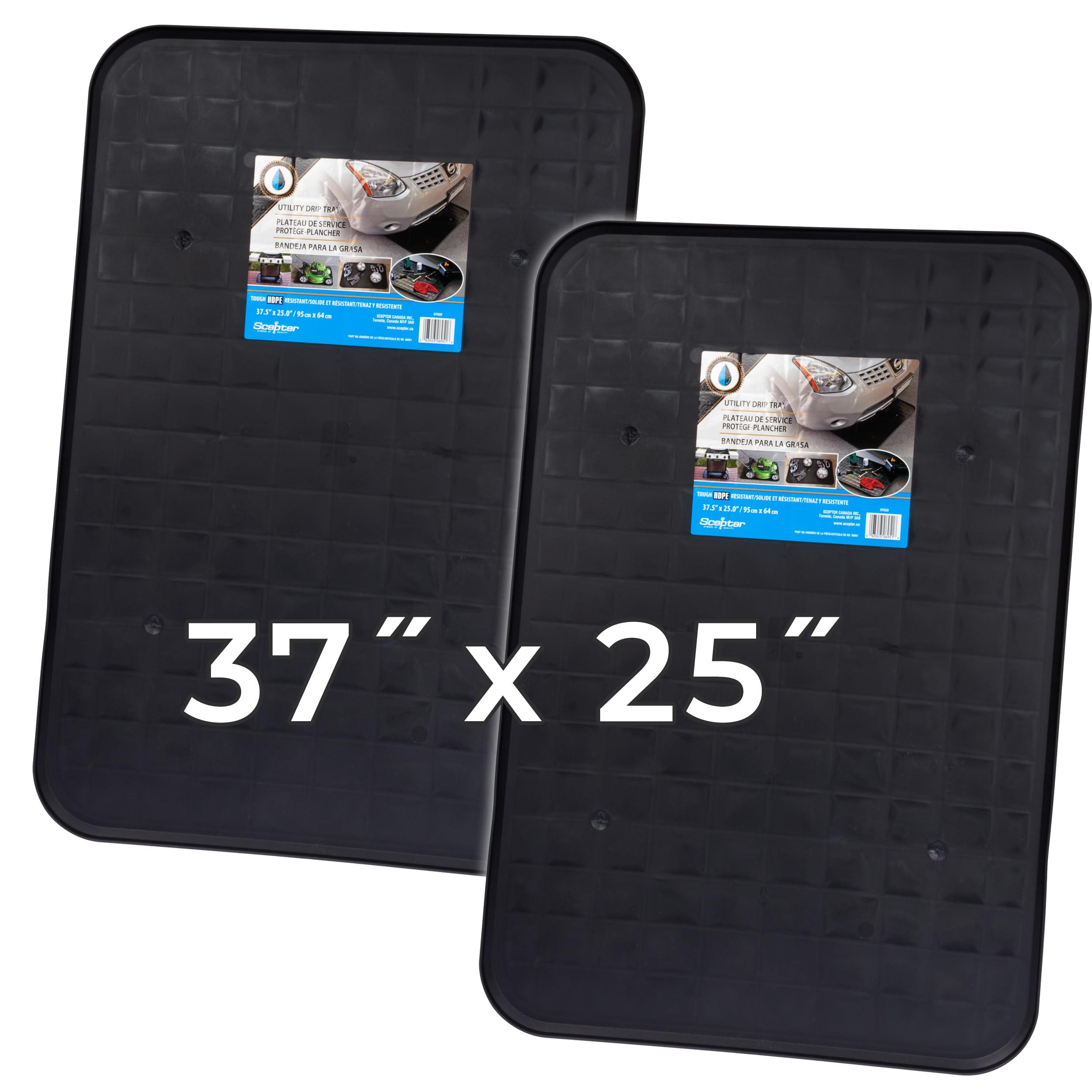 Scepter extra-large drip tray shields driveway from drips and spills outdoors.