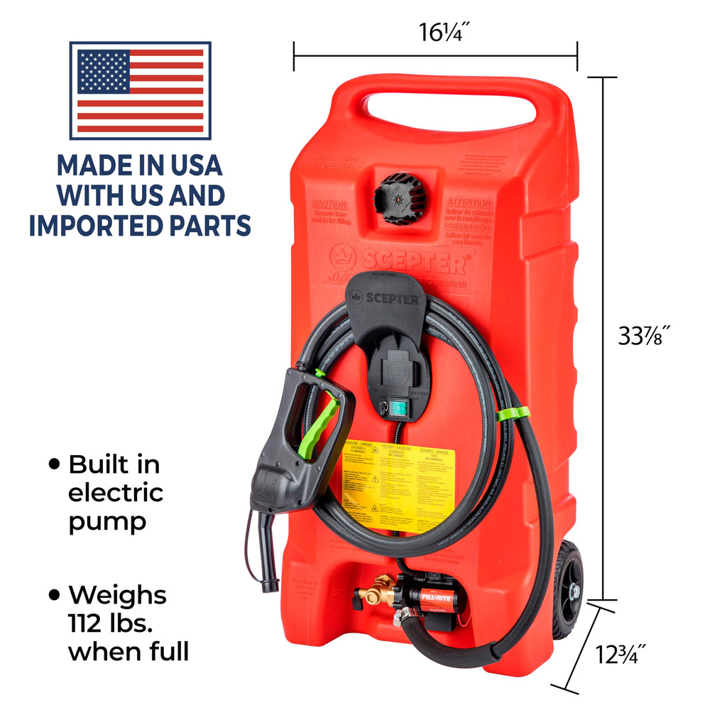 Scepter Flo 'N Go 10-foot hose extends reach for equipment fueling.