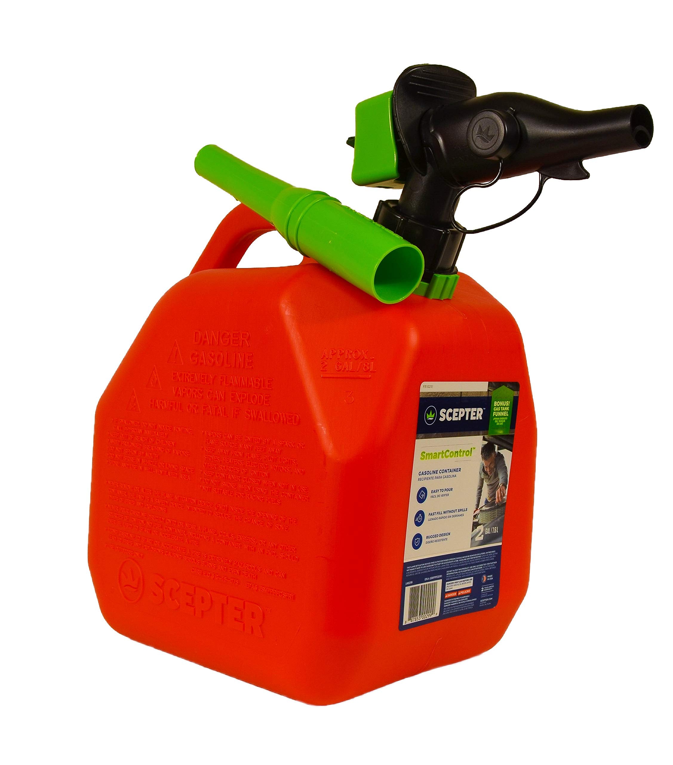Scepter FR1G252 fuel container with spill-proof spout for precise pouring