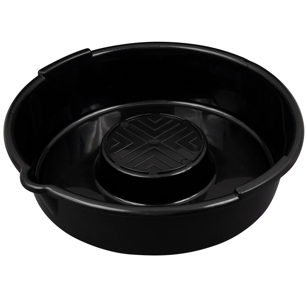 Scepter round oil drain pan ready for a clean oil change with 8-quart capacity