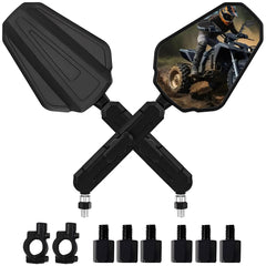 Scerymo Adventure Mirrors foldable design for compact storage on bikes.