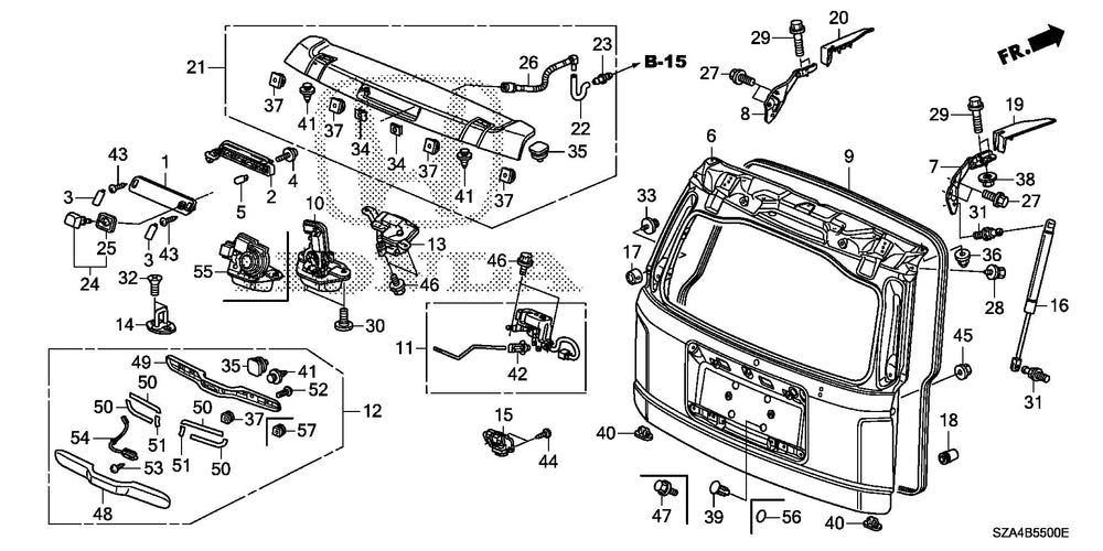 SCHNORKEL liftgate installation image showing easy, tool-free replacement for Honda Pilot