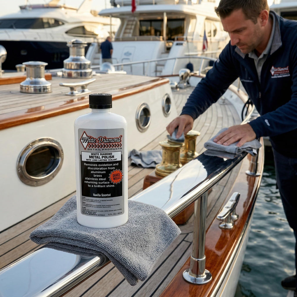 Schultz Laboratories Metal Polish darkening on metal to reveal brighter surface