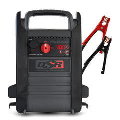 Schumacher DSR165 digital display shows battery status for quick on-site decisions.