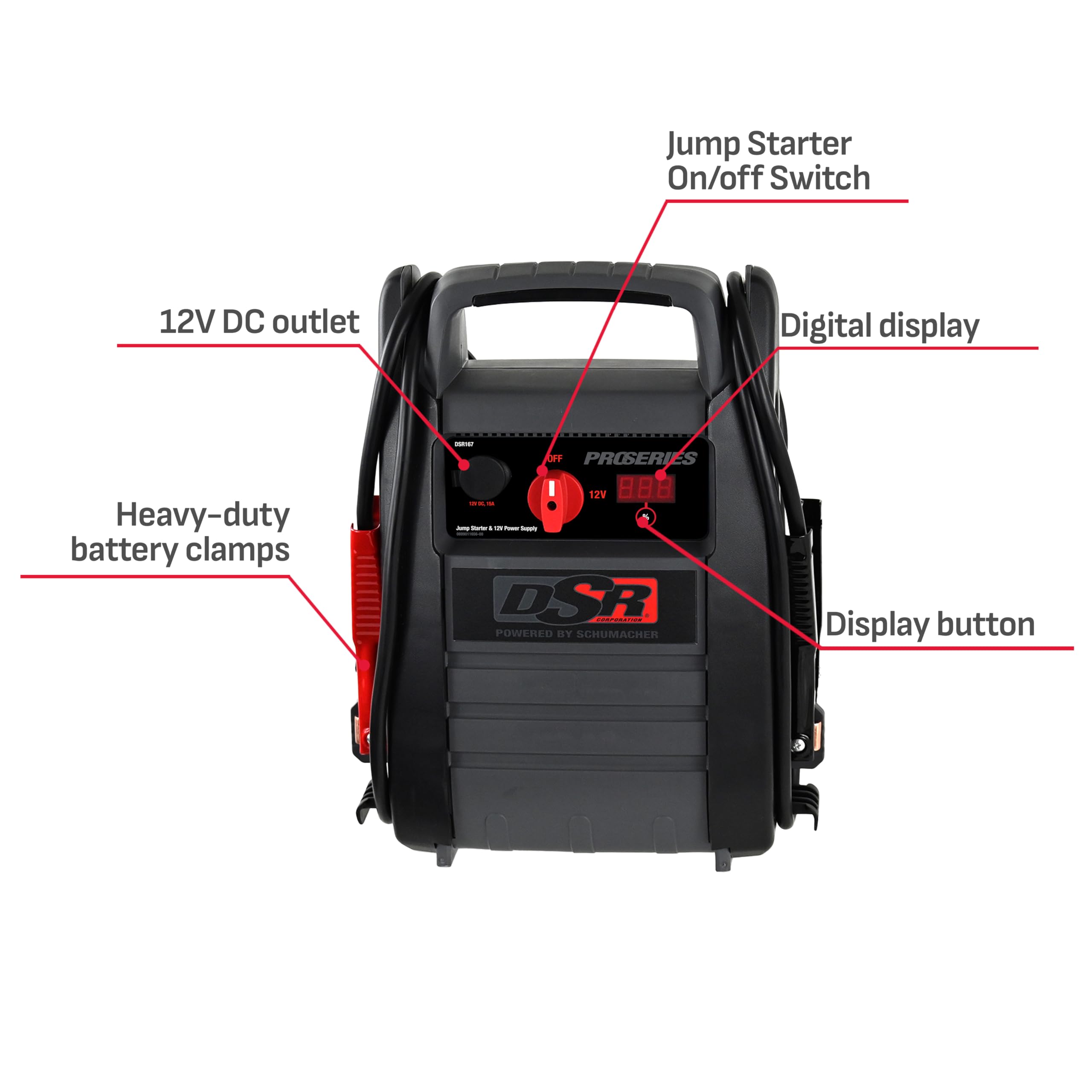 DSR167 built in inverter delivers portable power for tools away from outlets