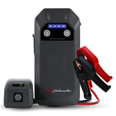 Schumacher Electric SL1672 front view shows a compact jump starter for roadside starts.