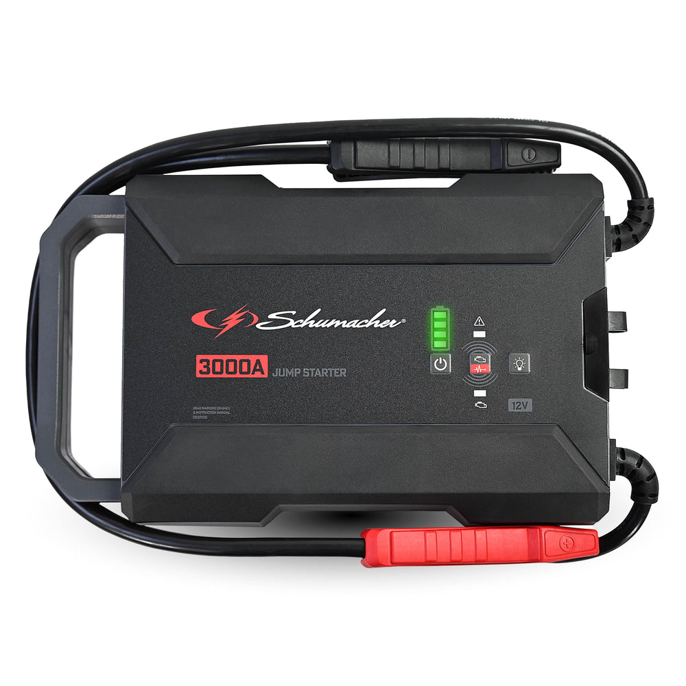 Schumacher SL1653 front view portable jump starter for on the go emergencies