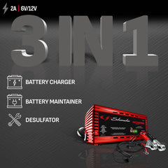 Schumacher SP1296 in operation delivering a steady 2-amp charge