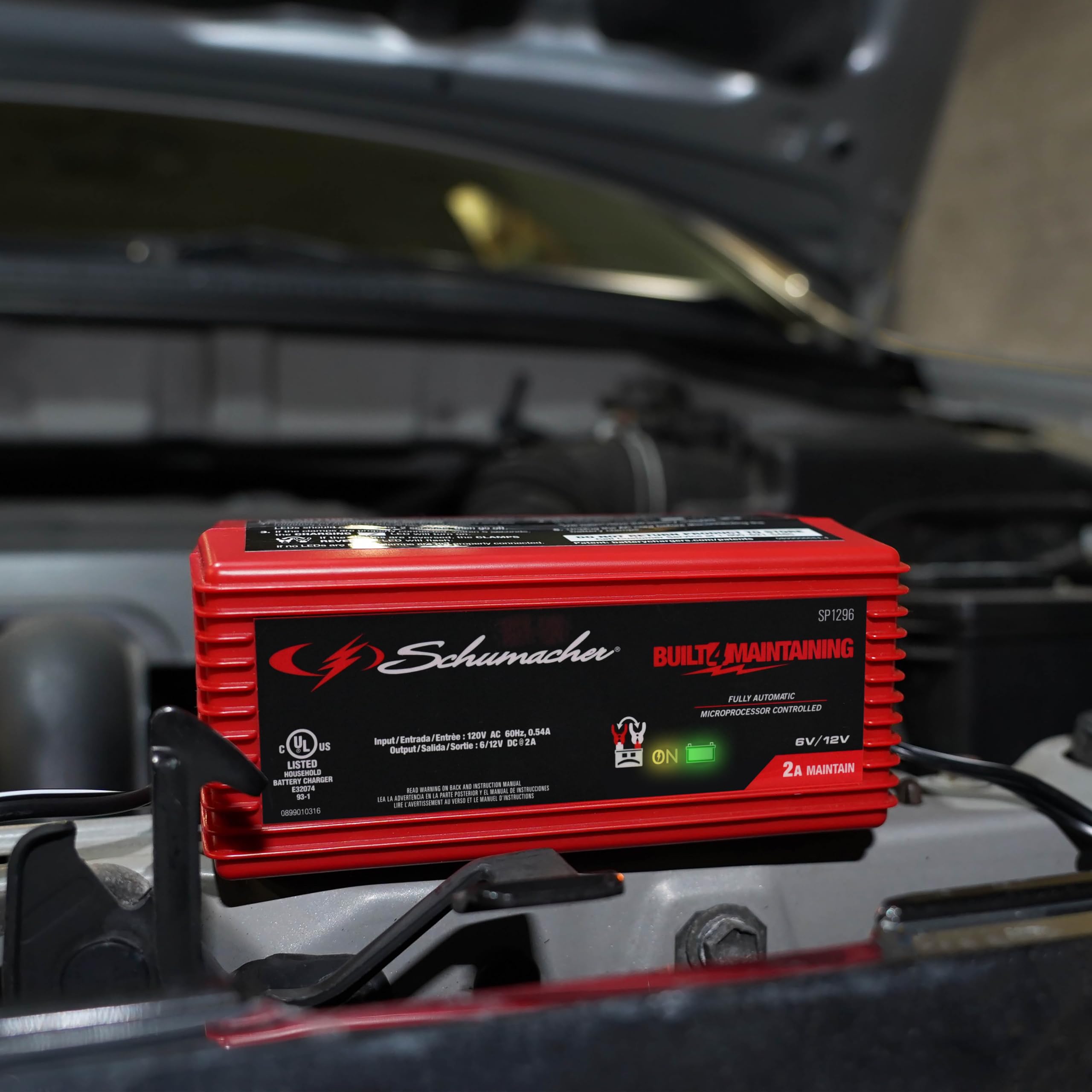 Schumacher SP1296 desulfator mode shown for battery reconditioning