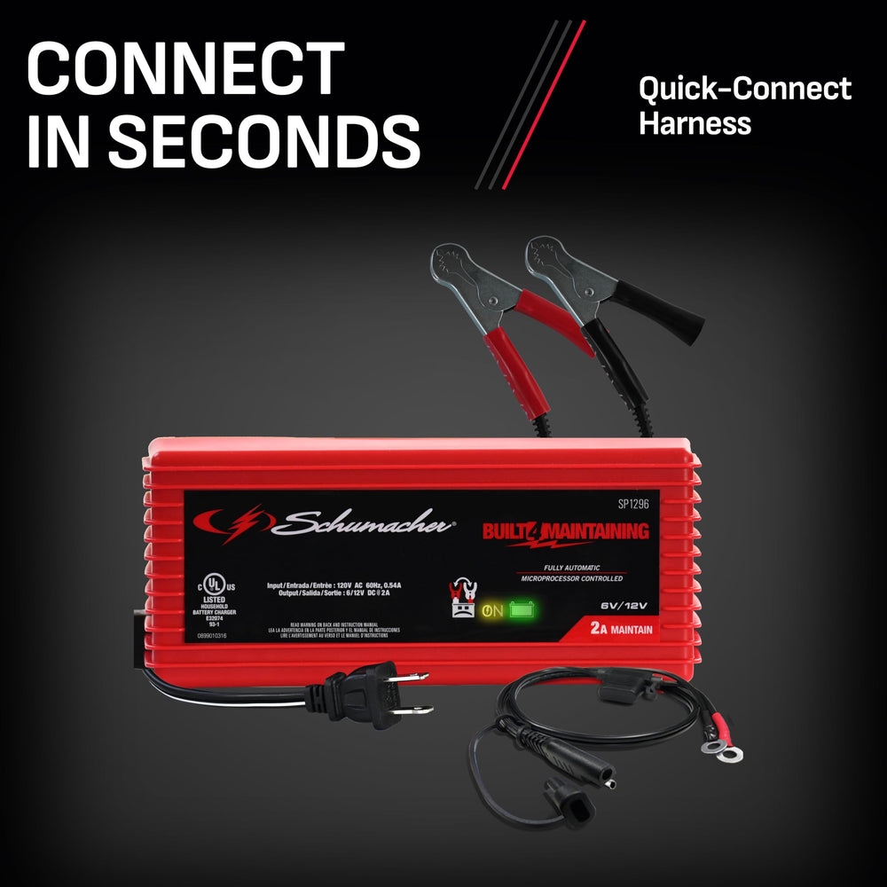 Schumacher SP1296 LED indicators and color-coded connectors for easy use