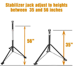 Height-adjustable range supports various hitch heights for Schumaho stabilizer.