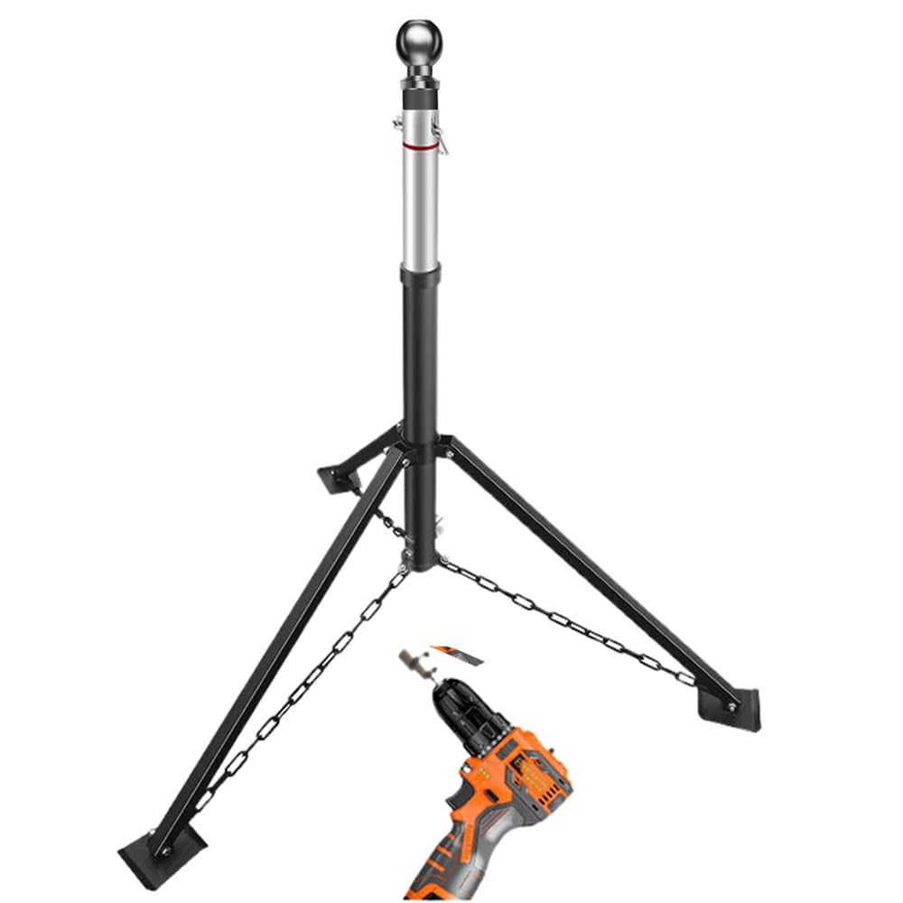Schumaho gooseneck stabilizer in use on a fifth-wheel trailer; reduces sway.