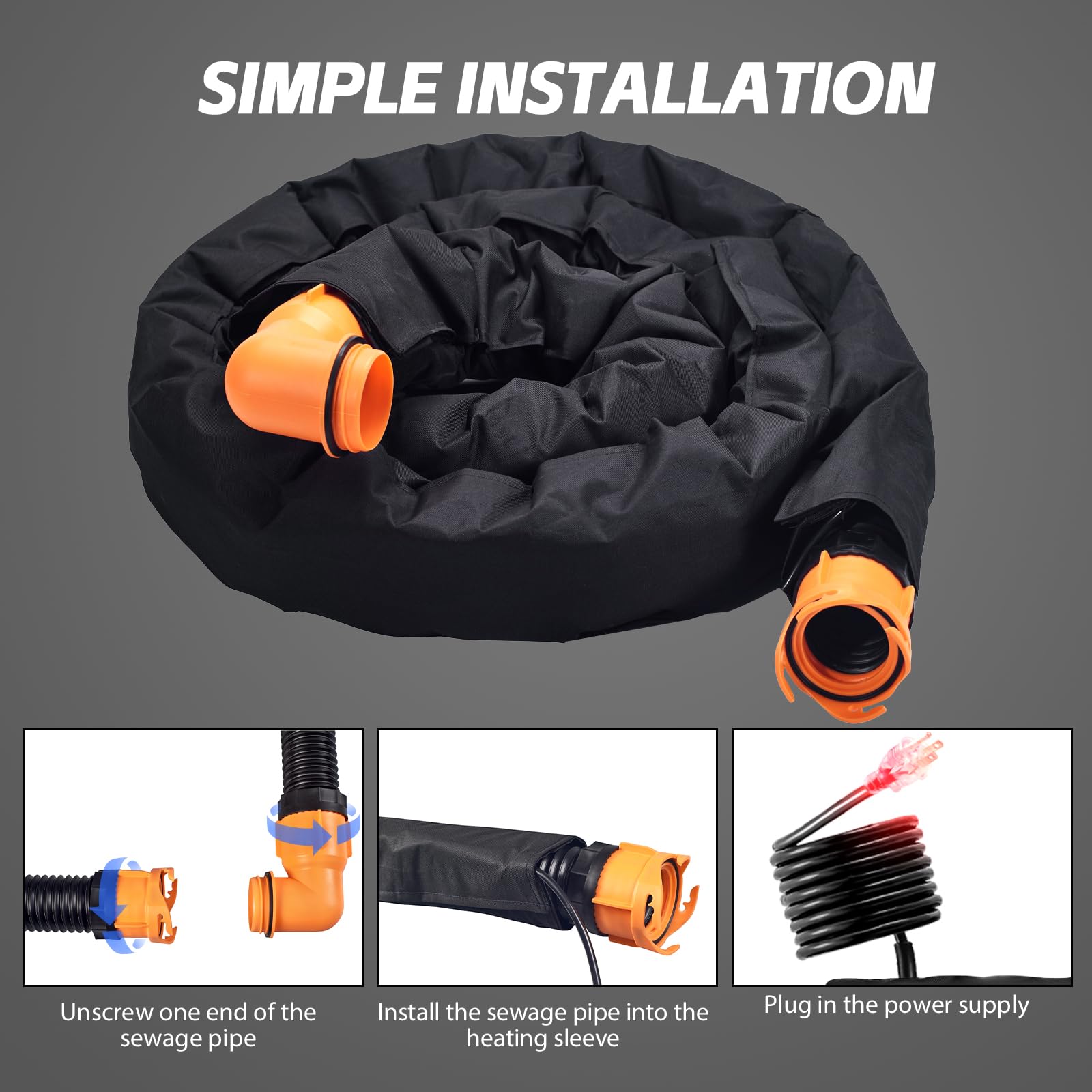 Scilulu heated sewer hose 20ft attachment supports reliable winter drainage.