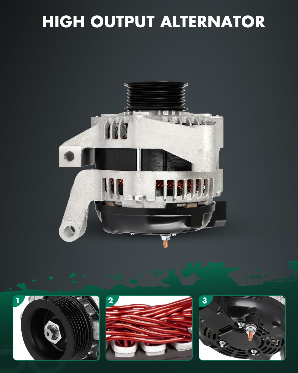 SCITOO alternator installed in Buick Lucerne under the hood
