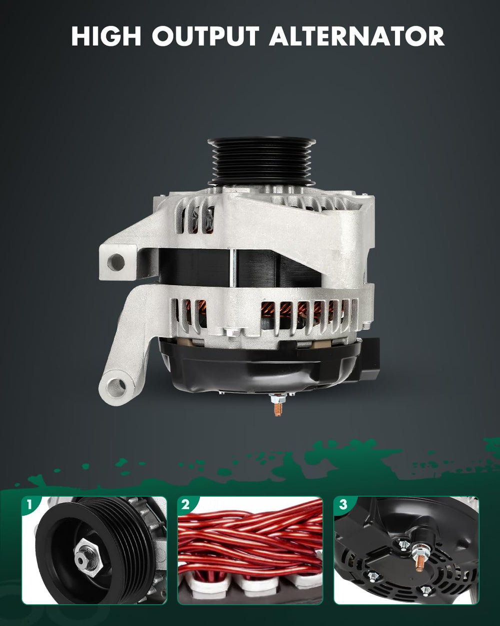 SCITOO alternator installed in Buick Lucerne under the hood