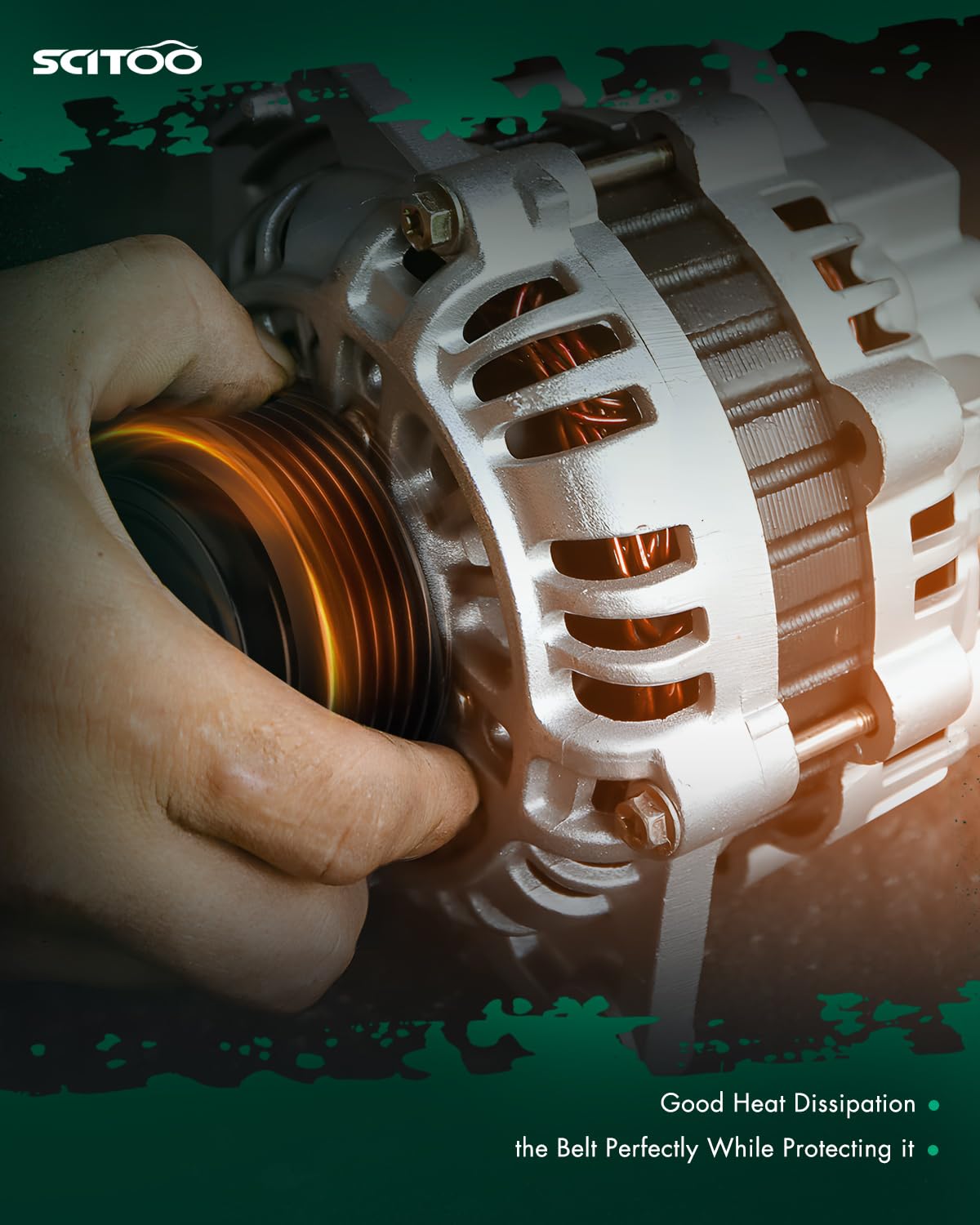 SCITOO alternator internal fan image illustrating built-in cooling