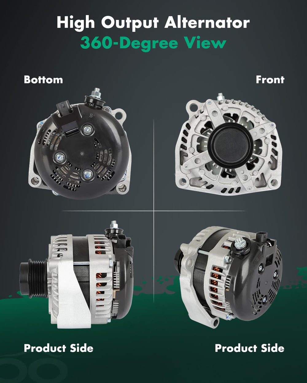 SCITOO 170Amp CW alternator pulley area with SD6 groove for fit