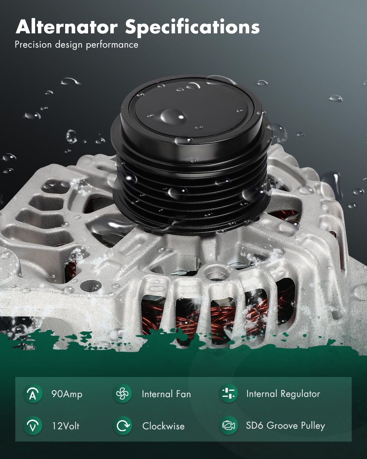 SCITOO alternator side view highlights slim profile for tight engine bays