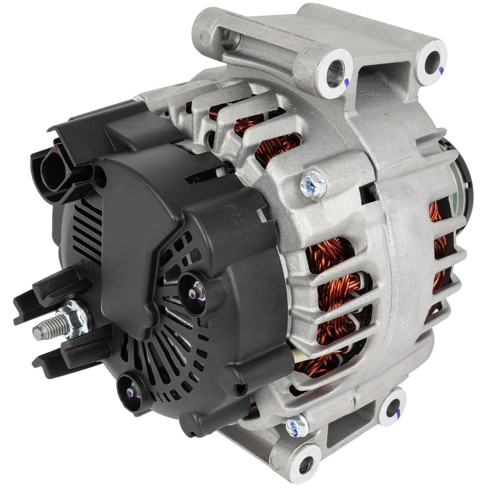 SCITOO alternator test-fit on Mercedes vehicle with 12V system compatibility.
